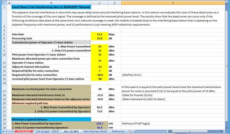 rf link budget spreadsheet